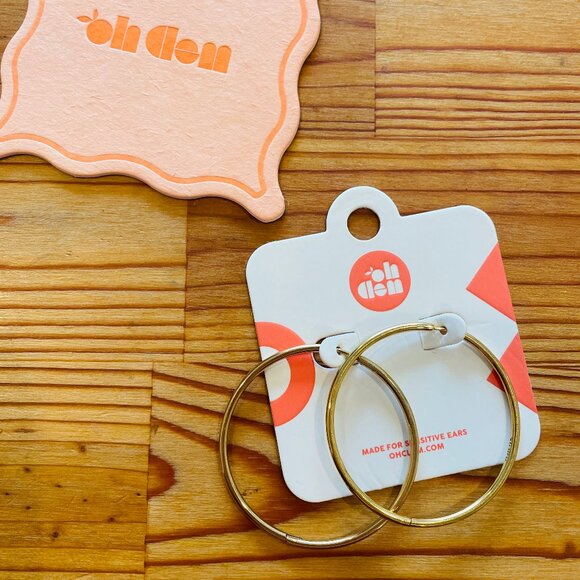 NWT Oh Clementine Large Gold Hoop Earrings - Picture 2 of 4